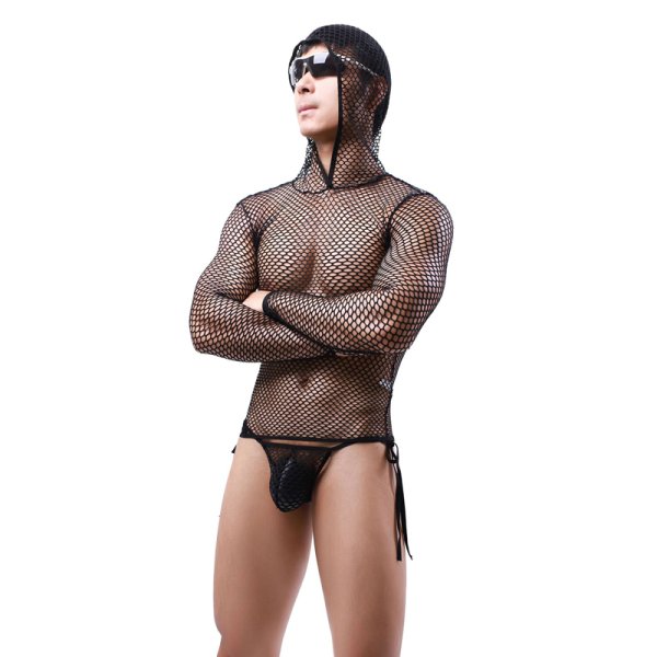 (image for) Men Long Sleeved Mesh Hoody With Bandaged Panty Suit