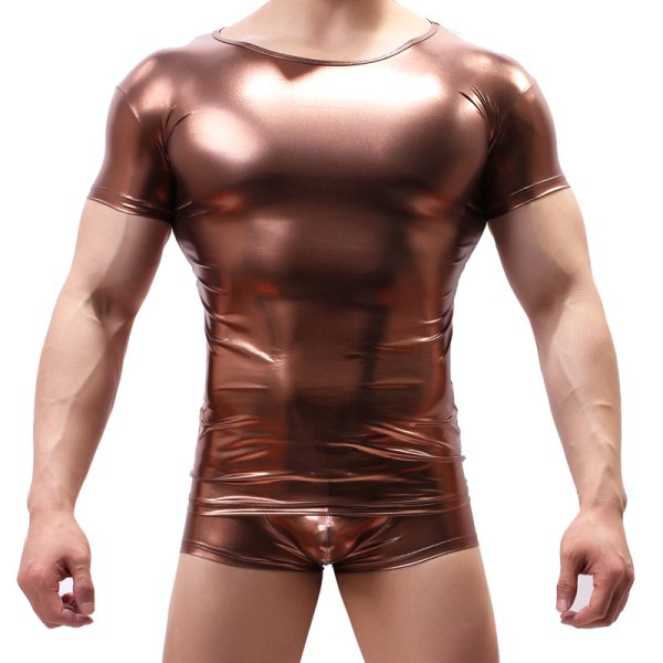 (image for) Fashion Show Patent Leather T-shirt For Men