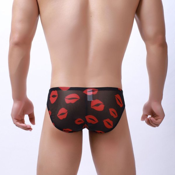 (image for) Men Mesh Lip Pattern Transparent Panty Briefs