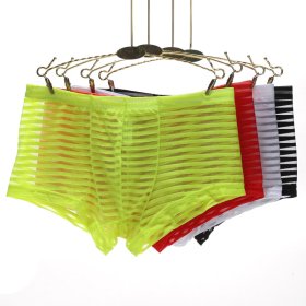 Fashion Men Transparent Striped Boxers