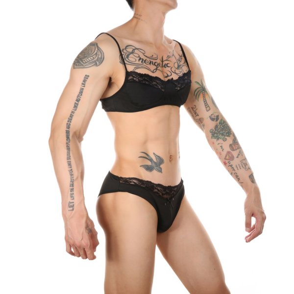 (image for) New Men's Gay Lace Bra And Panty Suit
