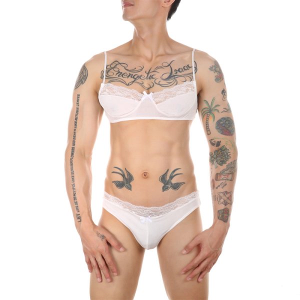 (image for) New Men's Gay Lace Bra And Panty Suit