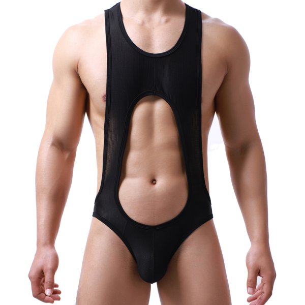 (image for) Men's Breathable Hollowed-out Mesh One-piece Suit