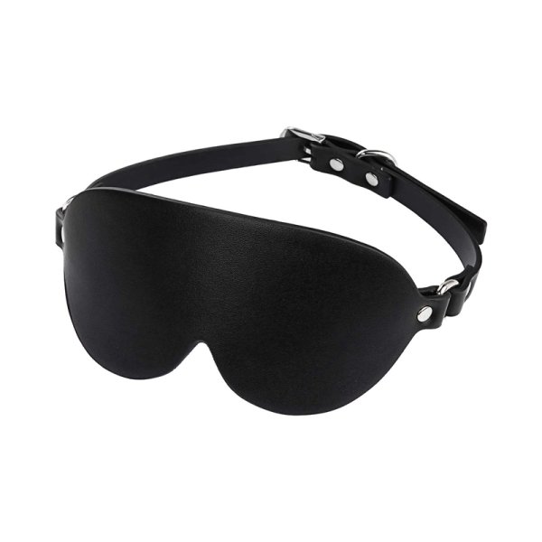 (image for) Men's Adjustable Faux Leather Blindfold With Collar