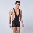 (image for) Men's Faux Leather Wrestling Suit Jumpsuit