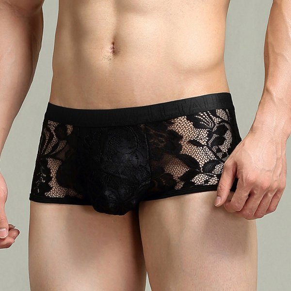 (image for) Sexy Men's See-through Lace Boxers Briefs