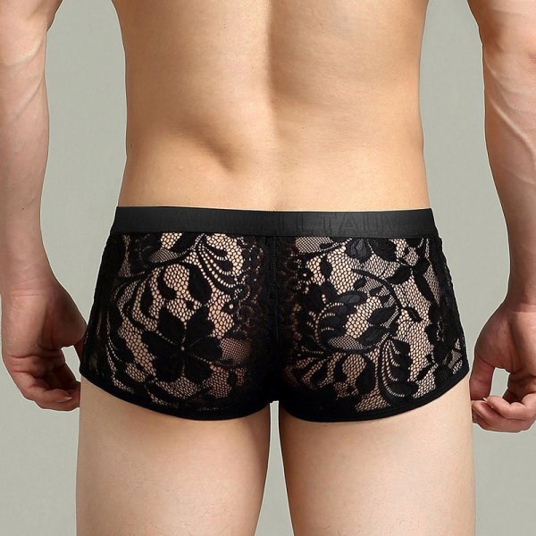 (image for) Sexy Men's See-through Lace Boxers Briefs