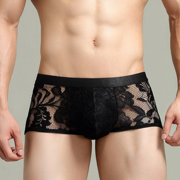 (image for) Sexy Men's See-through Lace Boxers Briefs