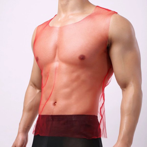(image for) Hot See-through Fishnet Loose Vest For Men