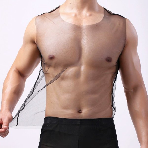(image for) Hot See-through Fishnet Loose Vest For Men