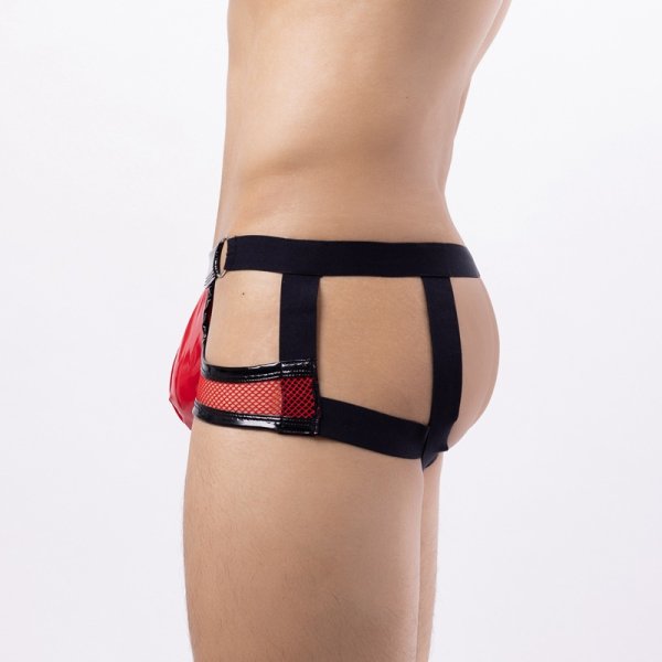 (image for) Men's Patent Leather Hollowed-out Assless Boxers