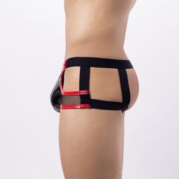 (image for) Men's Patent Leather Hollowed-out Assless Boxers