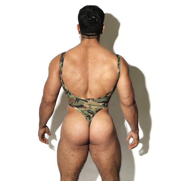 (image for) Strong Men's Elastic Camouflage Bodysuit One-pieces