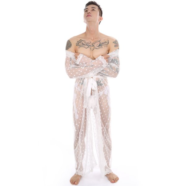 (image for) High Quality Men's Night Robe Lace Gown