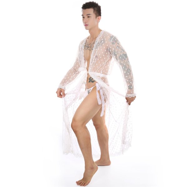 (image for) High Quality Men's Night Robe Lace Gown