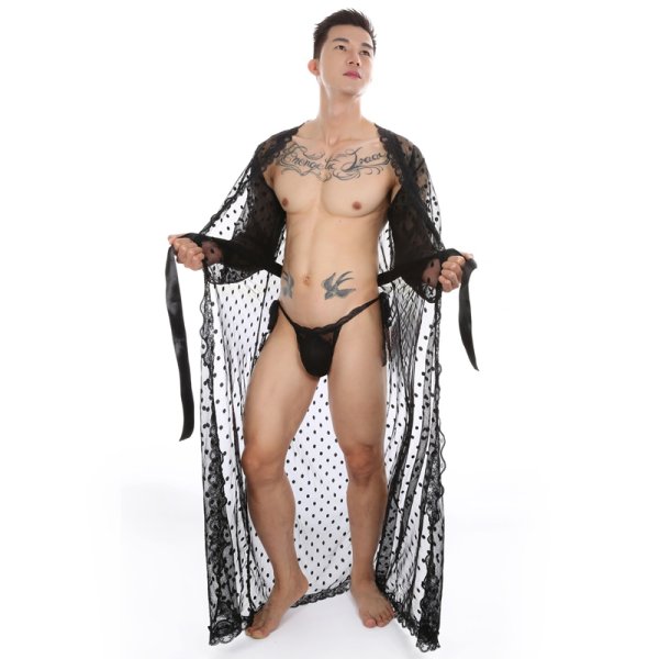 (image for) High Quality Men's Night Robe Lace Gown