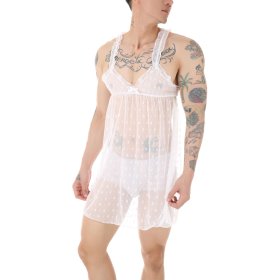 New Men's Transparent Mesh Night Dress