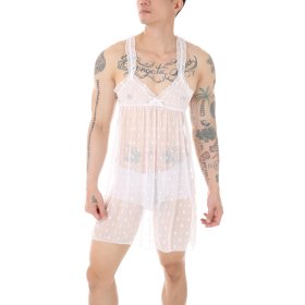 New Men's Transparent Mesh Night Dress