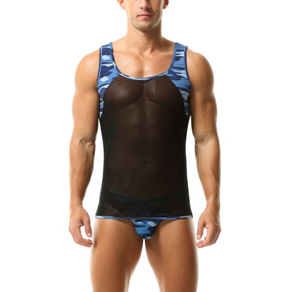 (image for) Men's Camouflage Spliced With Mesh Vest