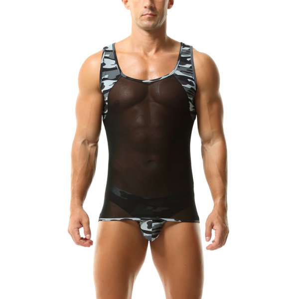 (image for) Men's Camouflage Spliced With Mesh Vest