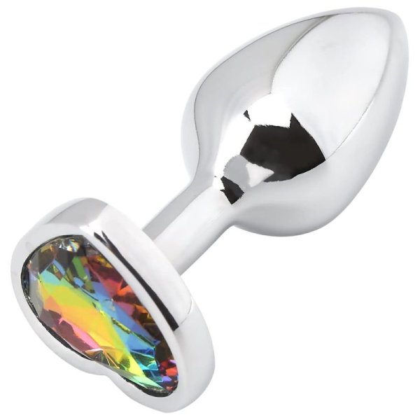 (image for) Heart Jeweled Stainless Steel Butt Plug - Silver