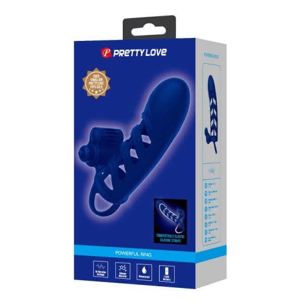 (image for) Prettylove Dark Blue Vibrating Fishnet Penis Sleeve