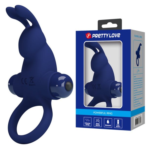 (image for) Prettylove Dark Blue Vibrating Rabbit Cock Ring