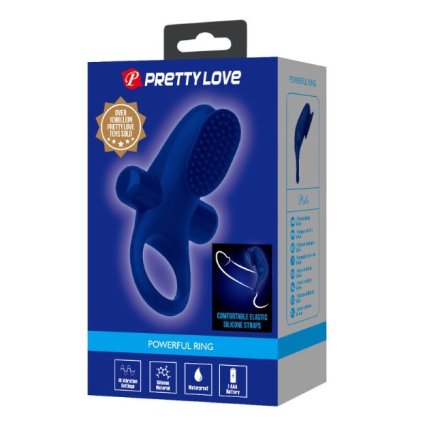 (image for) Prettylove Dark Blue Brush Vibrating Cock Ring