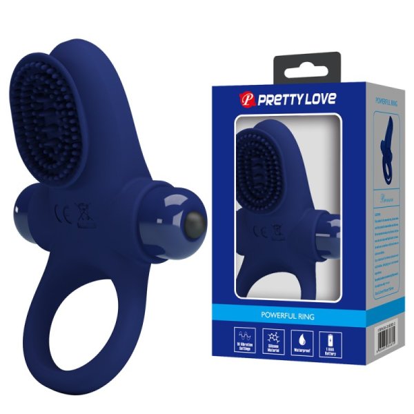 (image for) Prettylove Dark Blue Brush Vibrating Cock Ring