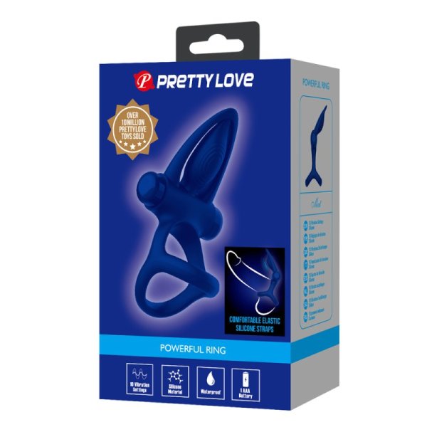 (image for) Prettylove Dark Blue 2in1 Vibrating Cock Ring