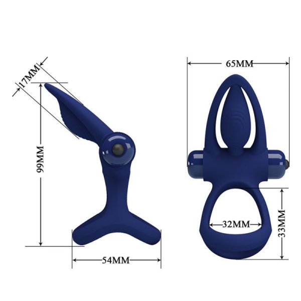 (image for) Prettylove Dark Blue 2in1 Vibrating Cock Ring