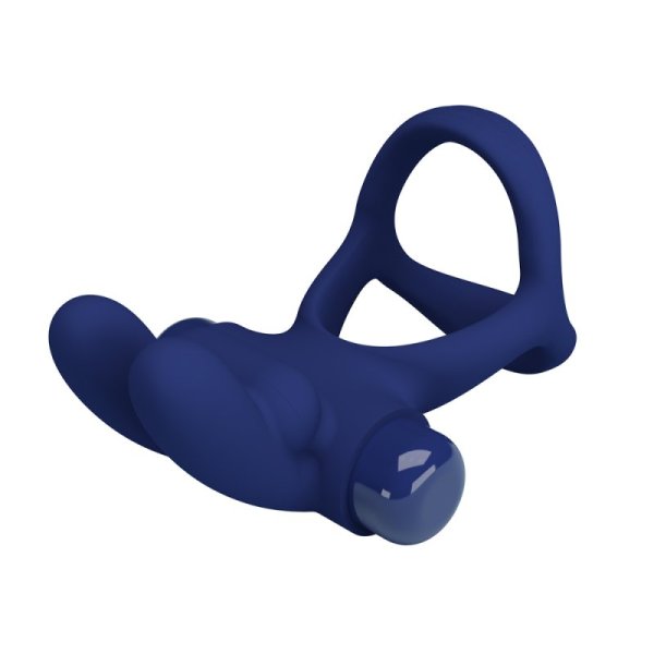 (image for) Prettylove Dark Blue 2in1 Vibrating Bunny Cock Ring