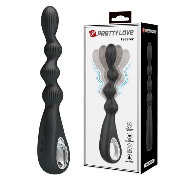 (image for) Silicone Vibrating Pull Ring Anal Beads - Federer