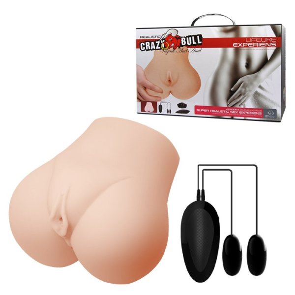 (image for) Vagina & Anal Lifelike Vibrating Ass With T Back