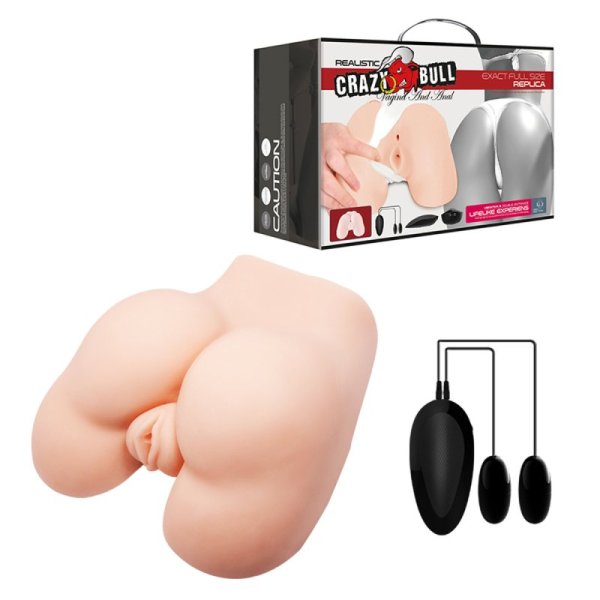 (image for) Vagina & Anal Lifelike Vibrating Ass With T Back