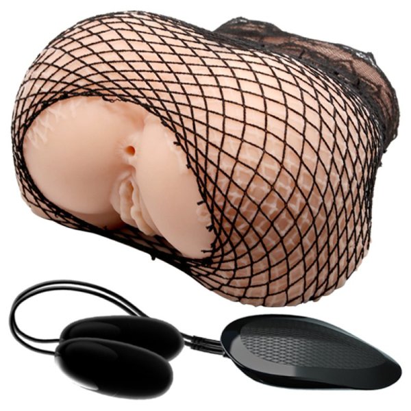 (image for) Vagina & Anal Lifelike Vibrating Fishnet Ass