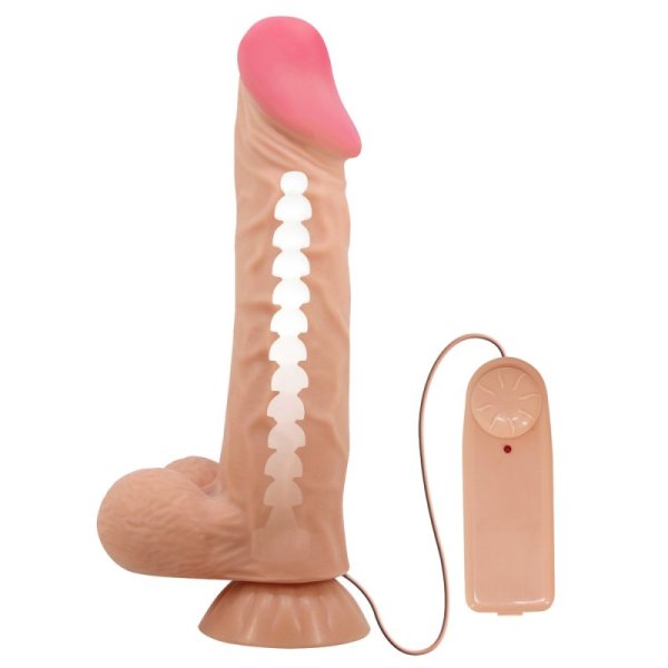 (image for) 9.4" Lifelike Slide Skin Vibrating Realistic Dildo