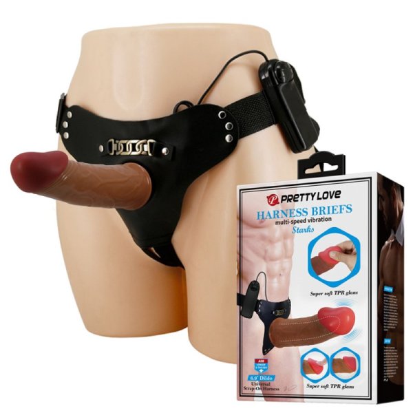(image for) 6.9" Vibrating Dildo Strap On Harness