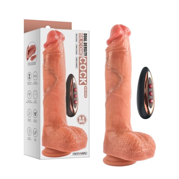 (image for) 9.8" Dual-Layered King Sized Remote Control Thrusting Silicone Dildo