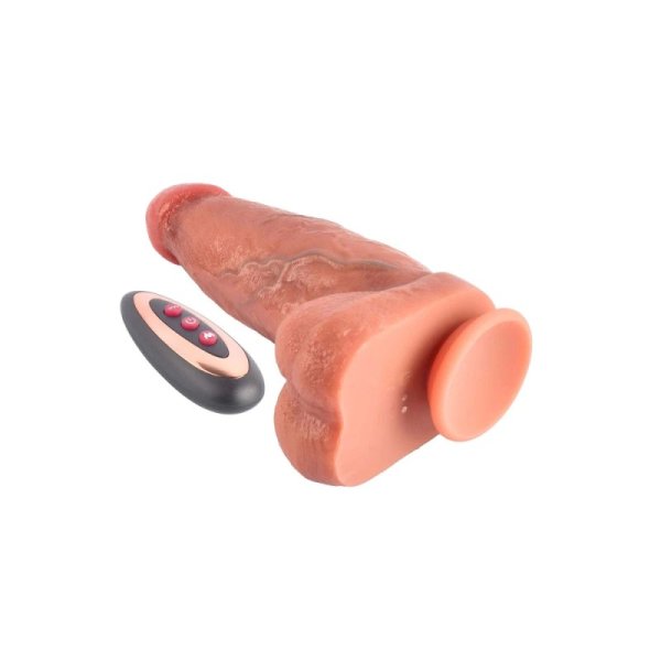 (image for) 9" Super Girthy Dual-Layered Remote Control Thrusting Silicone Dildo