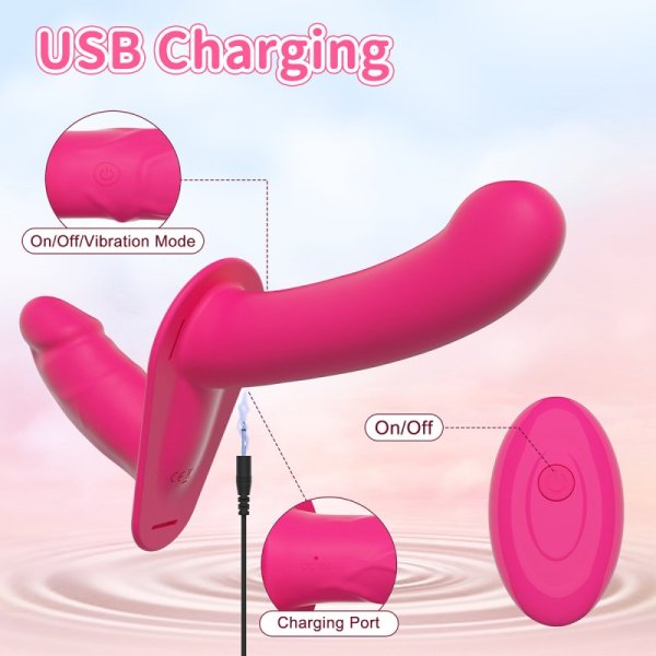 (image for) Vibrating Silicone Double End Lesbian Strap On Vibrator