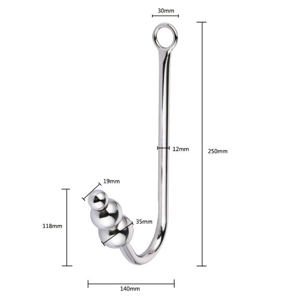 (image for) Three Ball Steel Anal Hook