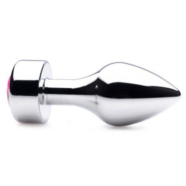 (image for) Aluminium Butt Plug With Diamond - Bright Silver