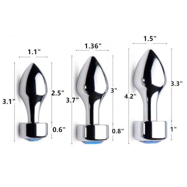 (image for) Aluminium Butt Plug With Diamond - Bright Silver