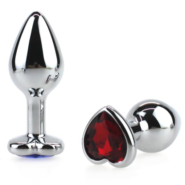 (image for) Heart Jeweled Stainless Steel Butt Plug - Silver