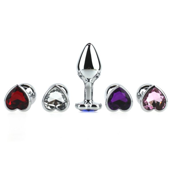 (image for) Heart Jeweled Stainless Steel Butt Plug - Silver
