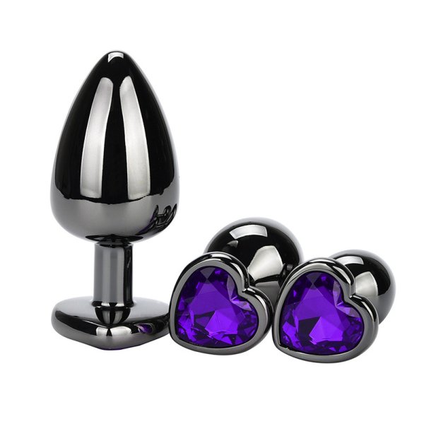(image for) Heart Jeweled Stainless Steel Butt Plug - Black