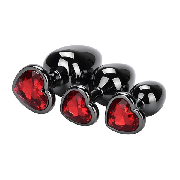 (image for) Heart Jeweled Stainless Steel Butt Plug - Black