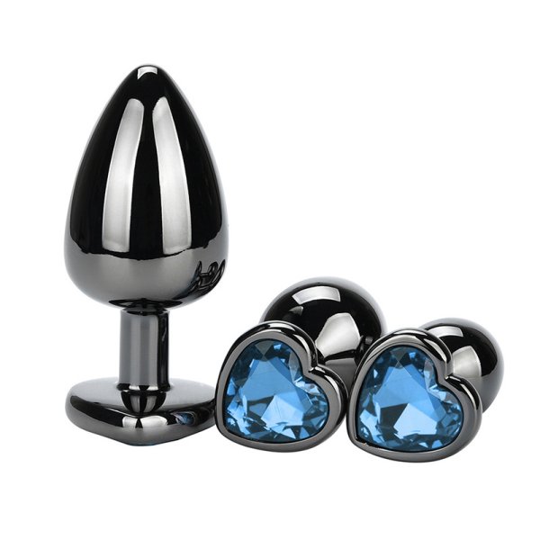 (image for) Heart Jeweled Stainless Steel Butt Plug - Black