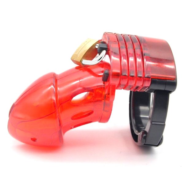 (image for) Adjustable Male Cock Cuff Chastity Device - Red